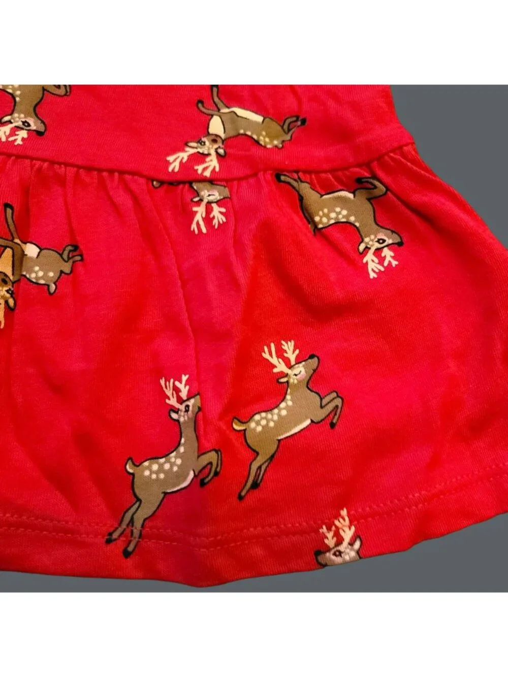 Old Navy Baby Girl Shirt Red Reindeer Red 100% Cotton 3-6 Mos. NWT JJ1987